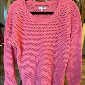 SONOMA Pink Open-Knit Crewneck Sweater